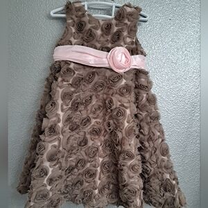 Wendy Bellisimo Chocolate Brown Rose Tulle Dress  Size 24 months
